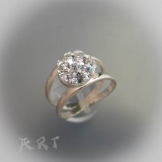Сребърен дамски пръстен с камъни Swarovski R-306